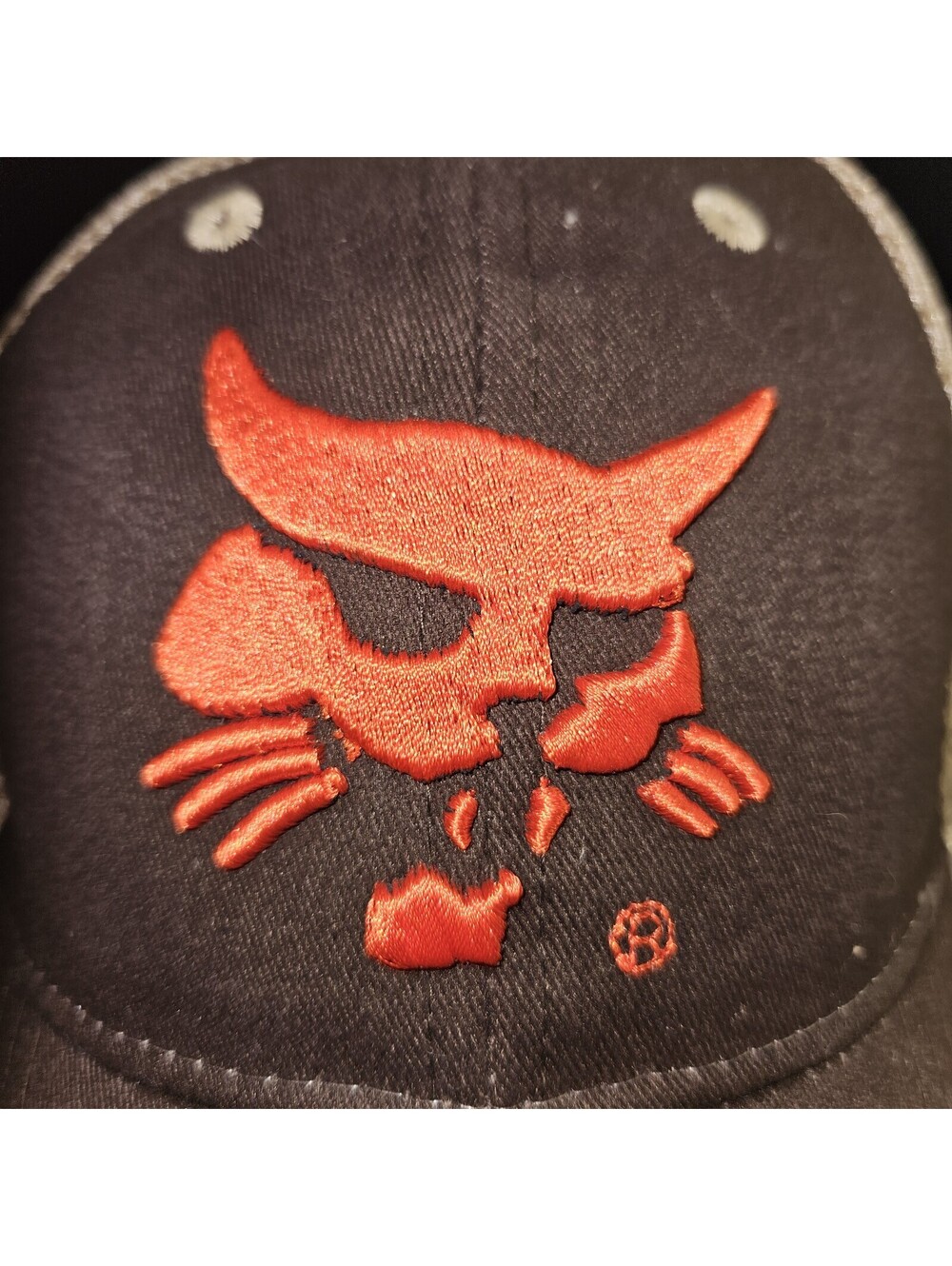 Bobcat Skull Logo Trucker Hat Black Tan Mesh Snapback Adjustable Official...
